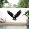 American Eagle Metal Wall Art, Eagle Art Wall Decor, Metal Wall Art, Metal Eagle Outdoor Decor, Bird Wall Decor, Animal Wall Decor, Patriotic Wall Art (Silver, 39 x 30 in / 100 x 77 cm) view 2