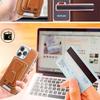 Luxury Leather for iPhone Case with Removable Magnetic Tape, Luxury Leather Invisible Stand Phone Case, Leather Magnetic Wallet Case for iPhone with Invisible Stand (for lphone 14,Green) view 4