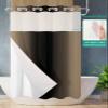 SEVENBABU Beige Black Ombre No Hook Shower Curtain with Snap in Liner Waterproof Fabric Shower Curtain Set for Bathroom Beige Gradient Modern Shower Curtain with See Through Top Window 36"x78" view 2