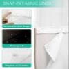 SEVENBABU Beige Black Ombre No Hook Shower Curtain with Snap in Liner Waterproof Fabric Shower Curtain Set for Bathroom Beige Gradient Modern Shower Curtain with See Through Top Window 36"x78" view 3