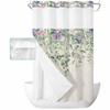 Flowers No Hook Shower Curtain with Snap in Liner Waterproof Fabric Shower Curtain Set for Bathroom Watercolor Floral Eucalyptus Leaves Texture Beige Shower Curtain with See Through Top Window 36"x78" view 1