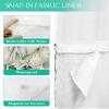 Flowers No Hook Shower Curtain with Snap in Liner Waterproof Fabric Shower Curtain Set for Bathroom Watercolor Floral Eucalyptus Leaves Texture Beige Shower Curtain with See Through Top Window 36"x78" view 3