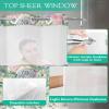 Flowers No Hook Shower Curtain with Snap in Liner Waterproof Fabric Shower Curtain Set for Bathroom Watercolor Floral Eucalyptus Leaves Texture Beige Shower Curtain with See Through Top Window 36"x78" view 4