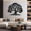 Aportif Tree of Life Metal Wall Art, Leaves Wall Decor, Nature Decorations, Black Metal Tree, Decorative Plant, Farmhouse Art, Nature Artwork, Home Decor Living Room (Black, 19"x16" | 47x39 cm) view 2