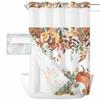 Fall No Hook Shower Curtain with Snap in Liner Waterproof Fabric Shower Curtain Set for Bathroom Autumn Colorful Pumpkin Eucalyptus Leaves White Shower Curtain with See Through Top Window 60"x72" view 1
