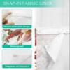 Fall No Hook Shower Curtain with Snap in Liner Waterproof Fabric Shower Curtain Set for Bathroom Autumn Colorful Pumpkin Eucalyptus Leaves White Shower Curtain with See Through Top Window 60"x72" view 3
