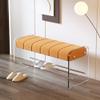 Acrylic Bench Shoe Rack Bench with Cushion - Entryway Bench and Shoe Storage Bench - Ideal for Front Door Entrance, Hallway, Bedroom, Living Room - 2 Tier Shoe Bench with Storage(Orange,140x40x45cm) view 1