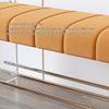 Acrylic Bench Shoe Rack Bench with Cushion - Entryway Bench and Shoe Storage Bench - Ideal for Front Door Entrance, Hallway, Bedroom, Living Room - 2 Tier Shoe Bench with Storage(Orange,140x40x45cm) view 4