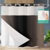 SEVENBABU Brown Black Ombre No Hook Shower Curtain with Snap in Liner Waterproof Fabric Shower Curtain Set for Bathroom Brown Gradient Modern Shower Curtain with See Through Top Window 66"x72" view 2