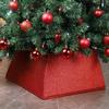 Blissun Fabric Christmas Collar, Square Tree Ring, Glittering Willow Skirt for Christmas Decorations (Glitter Red) view 1