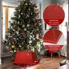 Blissun Fabric Christmas Collar, Square Tree Ring, Glittering Willow Skirt for Christmas Decorations (Glitter Red) view 3