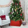 Blissun Fabric Christmas Collar, Square Tree Ring, Glittering Willow Skirt for Christmas Decorations (Glitter Red) view 4