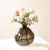 XIUWOUG Round Shape Hammered Glass Vase for Flowers,Large Glass Vase for Decor,Decorative Flower Vases for Living Room Decor,Dining Table,Wedding,Brown view 3