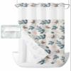 Thanksgiving Fall No Hook Shower Curtain with Snap in Liner Shower Curtain Set for Bathroom Modern Navy Blue Eucalyptus Leaves Textured Beige Shower Curtain with See Through Top Window 54"x78" view 1
