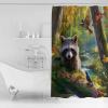 Forest Raccoon Shower Curtain Set with Hook 72" x 84",Animal Bird Mountains Tree Natural Landscape Washable Cloth Polyester Fabric Shower+Curtain,Waterproof Bath Curtains for Bathroom,Showers,Bathtubs view 2