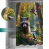 Forest Raccoon Shower Curtain Set with Hook 72" x 84",Animal Bird Mountains Tree Natural Landscape Washable Cloth Polyester Fabric Shower+Curtain,Waterproof Bath Curtains for Bathroom,Showers,Bathtubs view 3