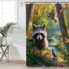 Forest Raccoon Shower Curtain Set with Hook 72" x 84",Animal Bird Mountains Tree Natural Landscape Washable Cloth Polyester Fabric Shower+Curtain,Waterproof Bath Curtains for Bathroom,Showers,Bathtubs view 4