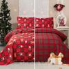Christmas Bedding Set Queen Size Quilts Reversible Xmas Bedspread Snowflake Quilt Red Bedding Breathable Snowmen Reindeer Santa Claus Coverlet Soft Lightweight Christmas Bed Decor(90"x90") view 1