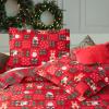 Christmas Bedding Set Queen Size Quilts Reversible Xmas Bedspread Snowflake Quilt Red Bedding Breathable Snowmen Reindeer Santa Claus Coverlet Soft Lightweight Christmas Bed Decor(90"x90") view 3