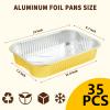 35 Pack Aluminum Pans Half Size 9x13 Extra Heavy Duty, Disposable Gold Aluminum Foil Baking Pan Double Thick Tin Foil Food Container - Half Size Steam Table Deep Pans for Baking, Heating, Cooking view 3