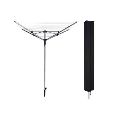 ZXINGCHI Washing Line Cover Waterproof Protective Cover for Rotary Clothes Line 210D Oxford Fabric UV Resistant Clothes Line Cover Zip Drawstring Closure(Black,160x15x15cm)