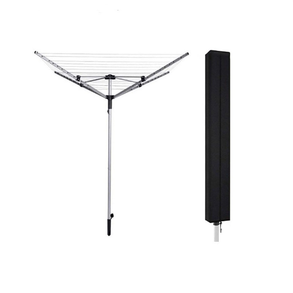 ZXINGCHI Washing Line Cover Waterproof Protective Cover for Rotary Clothes Line 210D Oxford Fabric UV Resistant Clothes Line Cover Zip Drawstring Closure(Black,160x15x15cm)