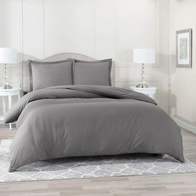 RESTURA Duvet Cover 2 Pillow Shams - Full (82 x 86) Inches - Egyptian Cotton 800 Thread Count Comforter Cover Zipper Closure 3 Pieces Dark Grey Duvet Covers Set
