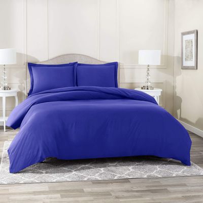 RESTURA Duvet Cover 2 Pillow Shams - Alaska King (132 x 120) Inches - Egyptian Cotton 800 Thread Count Comforter Cover Zipper Closure 3 Pieces Royal Blue Duvet Covers Set