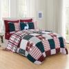 Elegant Comfort 8- Piece Cabin Patch Reversible Comforter Set Bed-in-a-Bag Set - Silky Soft Complete Set Includes Bed Sheet Set with Double Sided Storage Pockets, King/Cal King, Burgundy view 1