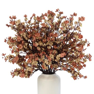 10 Pcs Baby's Breath Artificial Flowers, Silk Flowers Gypsophila, Faux Flowers Artificial for Fall Decoration, Floral Arrangement, Wedding Bouquets, Home Table Centerpieces (10, Pale Coffee)
