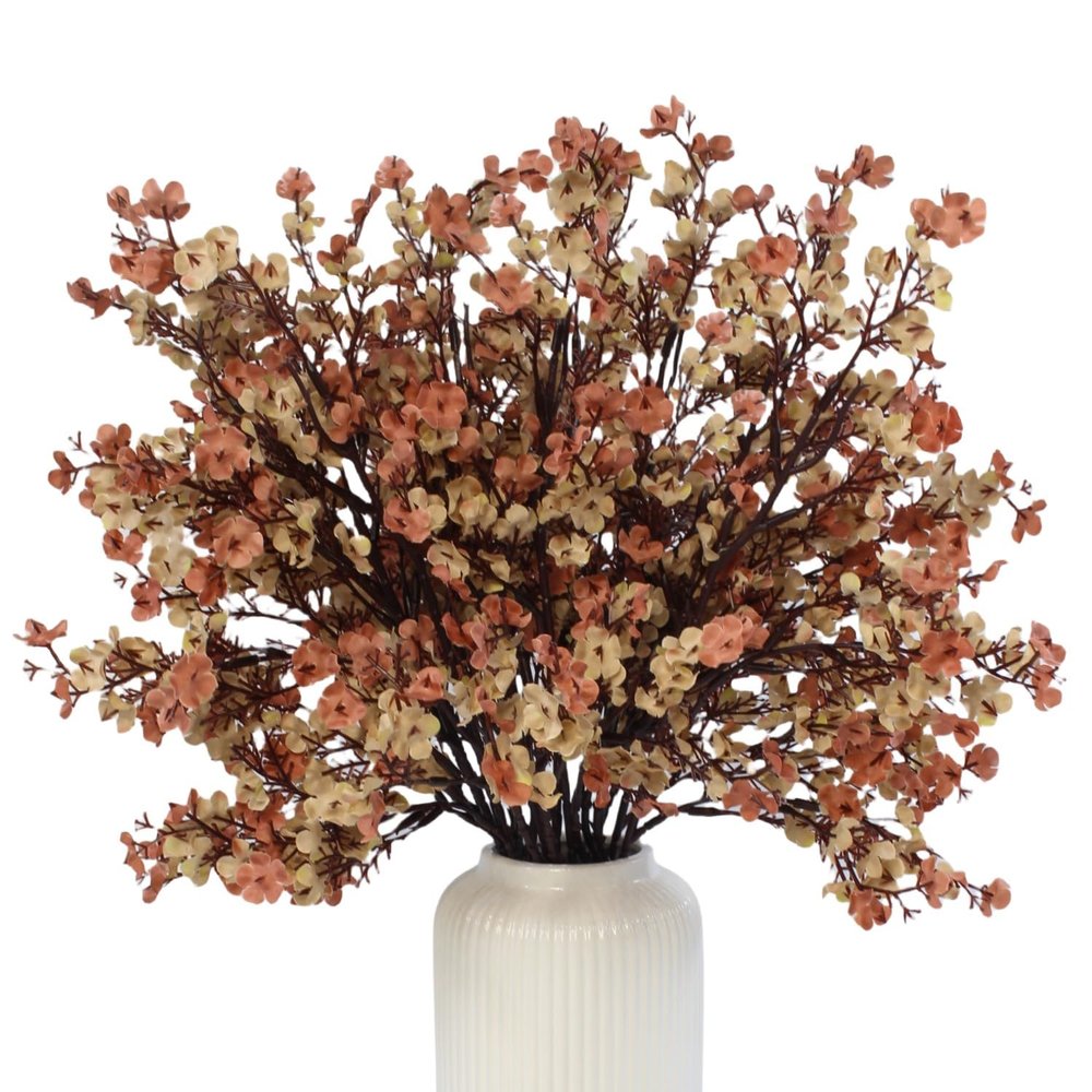 10 Pcs Baby's Breath Artificial Flowers, Silk Flowers Gypsophila, Faux Flowers Artificial for Fall Decoration, Floral Arrangement, Wedding Bouquets, Home Table Centerpieces (10, Pale Coffee)