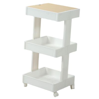 NOENNULL Rolling Shelves, Storage Trolley, 3 Tiers, Rolling Shelves, Adjustable, Lockable Wheels, Versatile Mobile Organiser with Lid for Bedroom, Bathroom