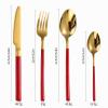 HIDEERPPY Silverware Set, 4/16/24/32 Pieces Stainless Steel Cutlery Set Square Handle Steak Knife, Fork And Spoon Cutlery Gift Box, Home Flatware Set(Blue Gold,1Set-4Pcs) view 2