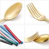 HIDEERPPY Silverware Set, 4/16/24/32 Pieces Stainless Steel Cutlery Set Square Handle Steak Knife, Fork And Spoon Cutlery Gift Box, Home Flatware Set(Blue Gold,1Set-4Pcs) view 4