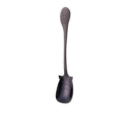 HIDEERPPY Silverware Set, 1/4/6/8 Pieces 304 Stainless Steel Spoon Creative Cartoon Pig Spoon Stirring Coffee Spoon Dessert Spoon, Home Flatware Set(Black,4 Pieces)