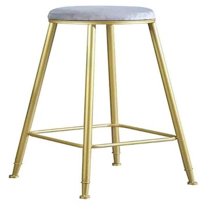 Barstools Decoration Makeup Stool Leisure Chair Simple Elegant Bar Stools Stackable with Gold Metal Legs Grey Flannel Cushion Home(Height 65cm)