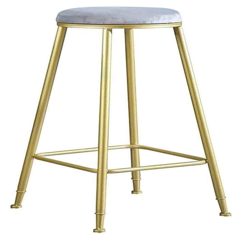 Barstools Decoration Makeup Stool Leisure Chair Simple Elegant Bar Stools Stackable with Gold Metal Legs Grey Flannel Cushion Home(Height 65cm)