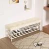 Entryway Shoe Bench Upholstered Bench with 2 Storage Shelf Shoe Rack Bench Long Bench for Foyer Indoor Hallway Mud Room Steel Frame view 1