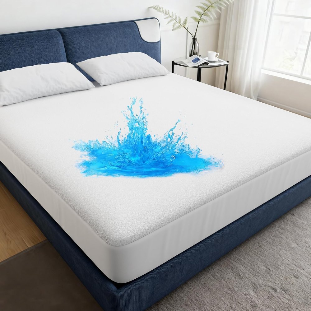 OhGeni Waterproof Mattress Protector, Full Size Fitted Sheet with Deep Pocket,6''-16'' Washable Hypoallergenic Mattresses Cover,Noiseless Soft Mattress Pad,Urine,Bedroom Essential,Pee & Dirt-Proof