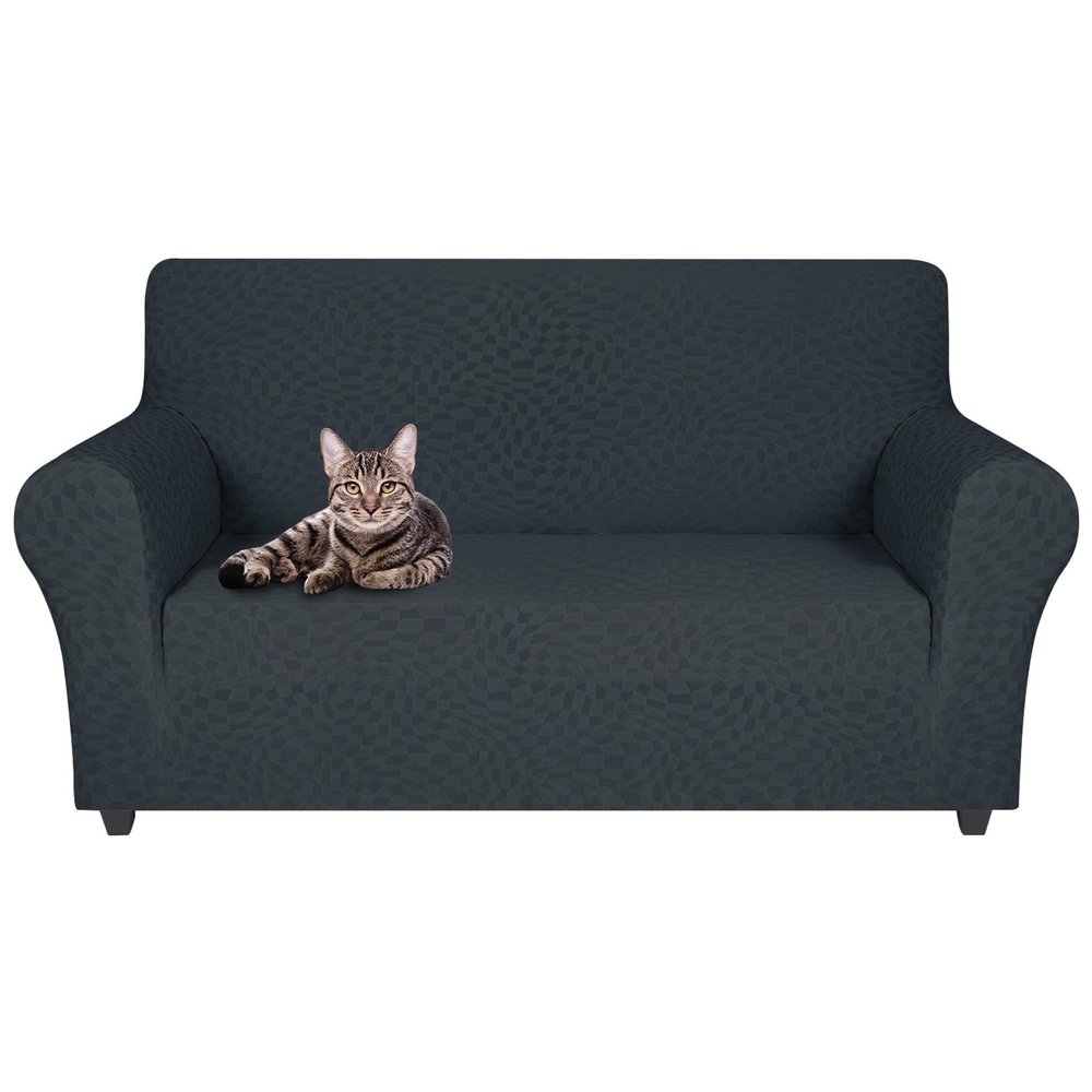 High Stretch Sofa Covers Sofa Slipcovers Furniture Covers Soft Couch Jacquard Covers with Elastic Bottom Non-Slip Furniture Protector Machine Washable Thick Soft Non Slip (Dark Gray)