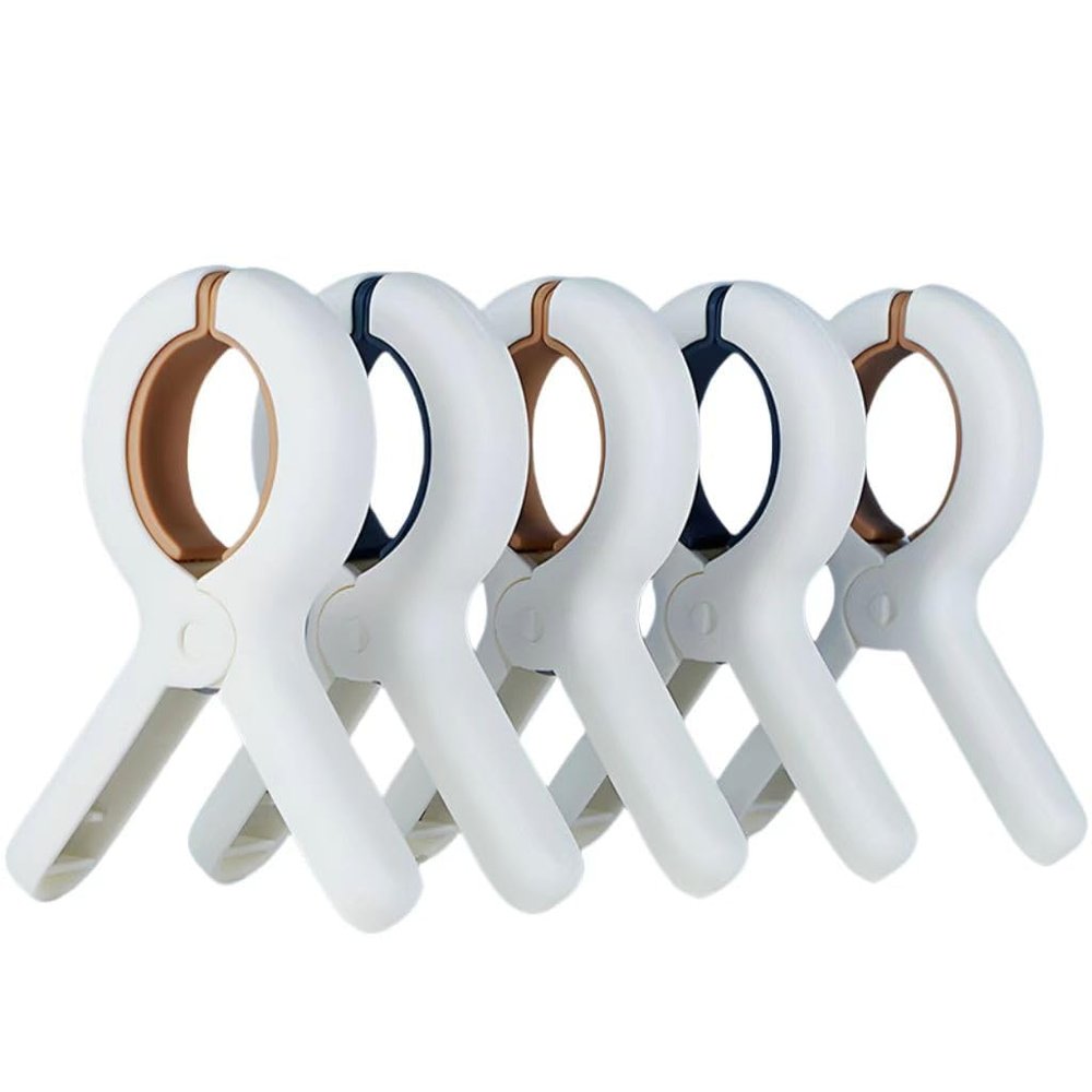 FASHIIROW Traceless quilt windproof clip, clothes drying clip, sheet fixing device(Large size 5 pieces), Blue Khaki Random, LSJZ01