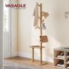 VASAGLE Coat Rack, Free Standing Coat Stand, Hall Coat Tree with 8 Hooks and Storage Shelf, 67.2 Inch Tall, for Coats, Hats, Bags, for Entryway, Hallway, Bedroom, Natural Beige URCR040N02 view 2
