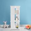 Kreiaoer Rotating Bookshelf, 3 Tier Rotating Bookshelf Tower, 360 Display Corner Bookshelf for Kids & Adults, Wood Revolving Bookcase for Bedroom, Living Room, Study Room (White) view 2