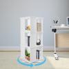 Kreiaoer Rotating Bookshelf, 3 Tier Rotating Bookshelf Tower, 360 Display Corner Bookshelf for Kids & Adults, Wood Revolving Bookcase for Bedroom, Living Room, Study Room (White) view 4
