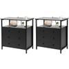 Edbuosy 3 Wooden Drawers Nightstand, 27 Inch Wide Night Stand Set 2 with Charging Station and Adjustable Drawers, Small Dresser for Closet, Bedside Table for Living Room/Bedroom/Office, Black. view 1