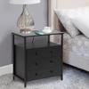 Edbuosy 3 Wooden Drawers Nightstand, 27 Inch Wide Night Stand Set 2 with Charging Station and Adjustable Drawers, Small Dresser for Closet, Bedside Table for Living Room/Bedroom/Office, Black. view 2