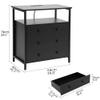 Edbuosy 3 Wooden Drawers Nightstand, 27 Inch Wide Night Stand Set 2 with Charging Station and Adjustable Drawers, Small Dresser for Closet, Bedside Table for Living Room/Bedroom/Office, Black. view 3