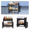 QUEWATSA 24 Inch Pull Down Shelf, Pull Out Spice Rack Organizer for Kitchen, Convenient Heavy-Duty 2-Tier Wall Pull Down Shelf, High Cabinet Pull Down Shelf for Kitchen Pantry Bathroom Home, Black view 3