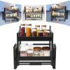 QUEWATSA 24 Inch Pull Down Shelf, Pull Out Spice Rack Organizer for Kitchen, Convenient Heavy-Duty 2-Tier Wall Pull Down Shelf, High Cabinet Pull Down Shelf for Kitchen Pantry Bathroom Home, Black view 4