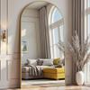 Prywot Arched Full Length Mirror, 71"x30" Free Standing Floor Mirror, Modern Full Body Mirrors with Stand, Wall Mirrors with Aluminum Alloy Frame for Bedroom,Living Room, Gold view 1